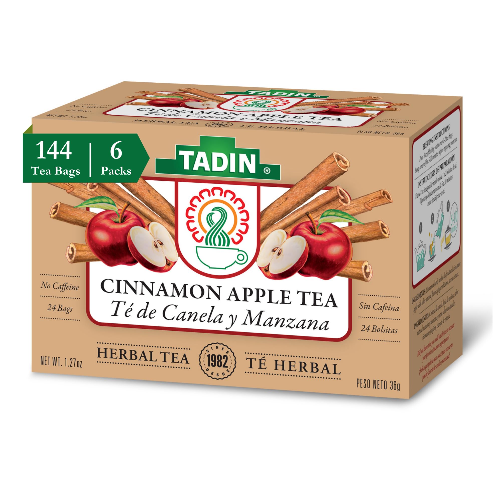 Amazon.com : Tadin Cinnamon Apple Herbal Tea, Caffeine Free, Decaf